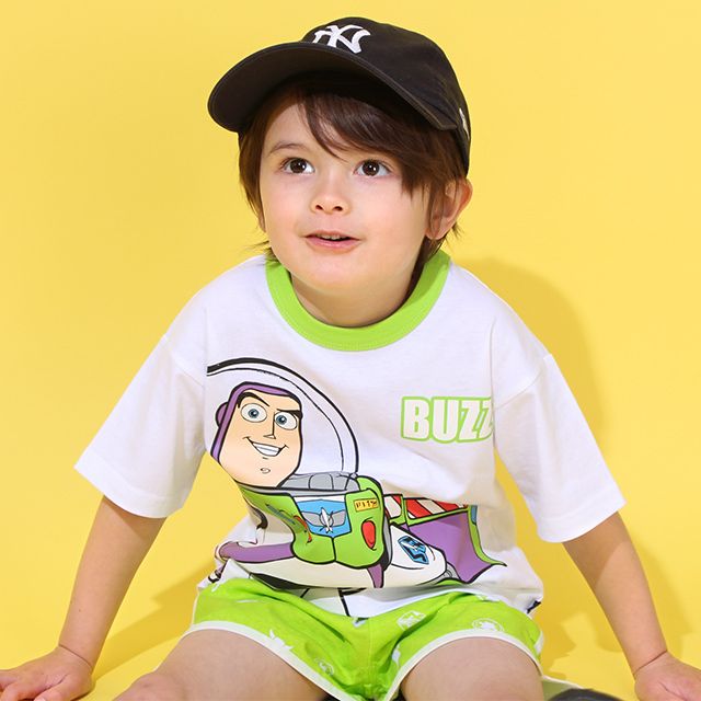 【ベビードール】バズ Tシャツ&ハーフパンツ 2点セット 0464K / トイ・ストーリー ベビーサイズ キッズ トップス ボトムス 半袖 短パン ショートパンツ 半ズボン ウエスト総ゴム ゴム穴付 上下セットアップ コーデセット