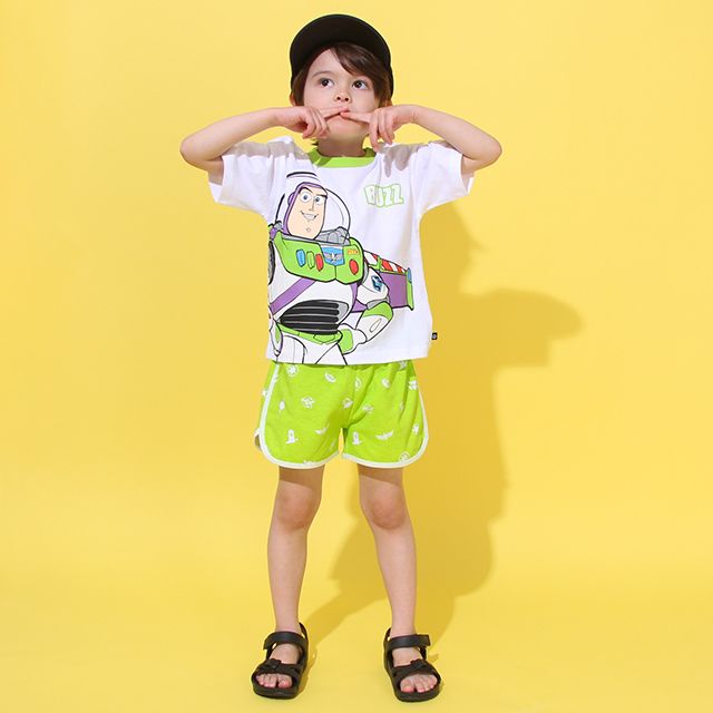 【ベビードール】バズ Tシャツ&ハーフパンツ 2点セット 0464K / トイ・ストーリー ベビーサイズ キッズ トップス ボトムス 半袖 短パン ショートパンツ 半ズボン ウエスト総ゴム ゴム穴付 上下セットアップ コーデセット