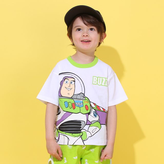 【ベビードール】バズ Tシャツ&ハーフパンツ 2点セット 0464K / トイ・ストーリー ベビーサイズ キッズ トップス ボトムス 半袖 短パン ショートパンツ 半ズボン ウエスト総ゴム ゴム穴付 上下セットアップ コーデセット