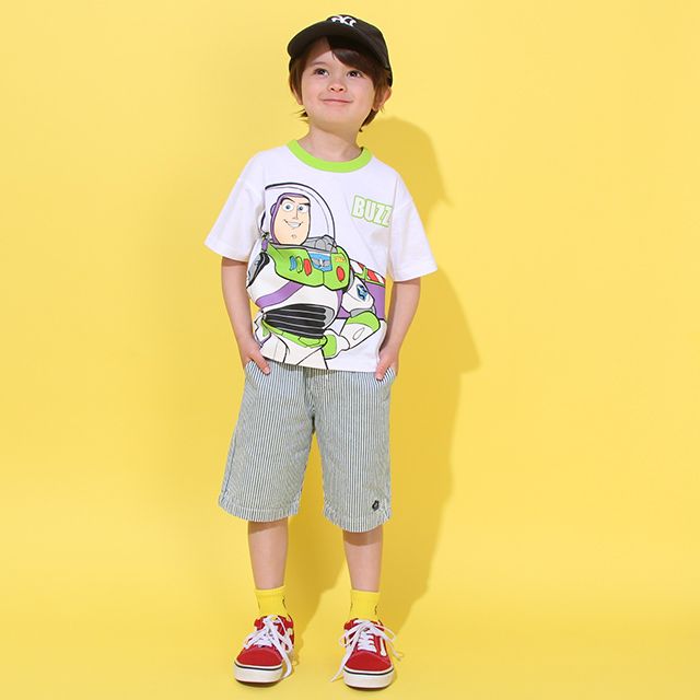 【ベビードール】バズ Tシャツ&ハーフパンツ 2点セット 0464K / トイ・ストーリー ベビーサイズ キッズ トップス ボトムス 半袖 短パン ショートパンツ 半ズボン ウエスト総ゴム ゴム穴付 上下セットアップ コーデセット