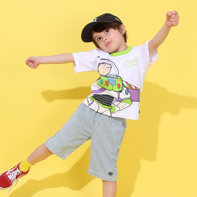 【ベビードール】バズ Tシャツ&ハーフパンツ 2点セット 0464K / トイ・ストーリー ベビーサイズ キッズ トップス ボトムス 半袖 短パン ショートパンツ 半ズボン ウエスト総ゴム ゴム穴付 上下セットアップ コーデセット