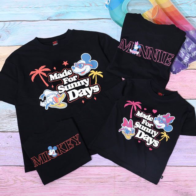 【ベビードール】親子お揃い ウォーターマジックキャラクターTシャツ 0465K / 水に濡れると柄が浮き出る ミッキー ドナルド ベビーサイズ キッズ リンクコーデ ペアルック 親子コーデ トップス 半袖 天竺素材