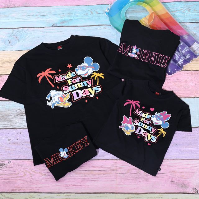 【ベビードール】親子お揃い ウォーターマジックキャラクターTシャツ 0465K / 水に濡れると柄が浮き出る ミッキー ドナルド ベビーサイズ キッズ リンクコーデ ペアルック 親子コーデ トップス 半袖 天竺素材