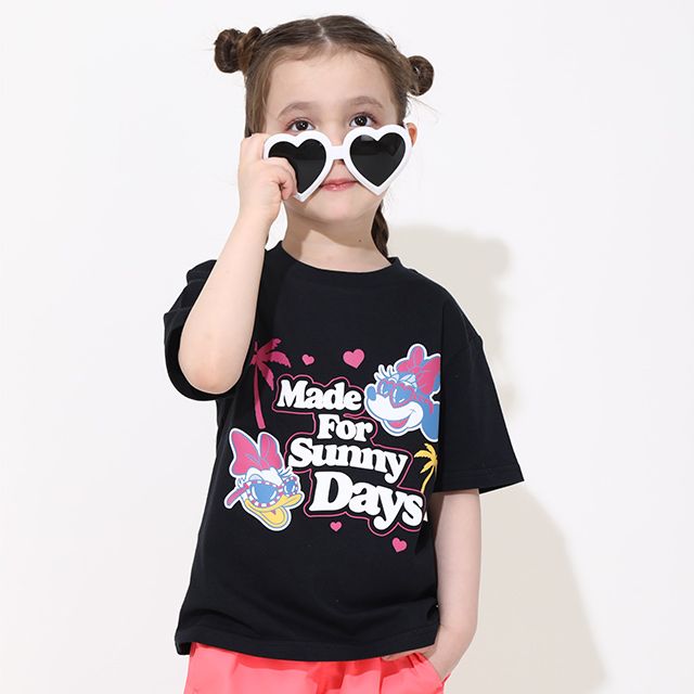 【ベビードール】親子お揃い ウォーターマジックキャラクターTシャツ 0465K / 水に濡れると柄が浮き出る ミニー デイジー ベビーサイズ キッズ リンクコーデ ペアルック 親子コーデ トップス 半袖 天竺素材