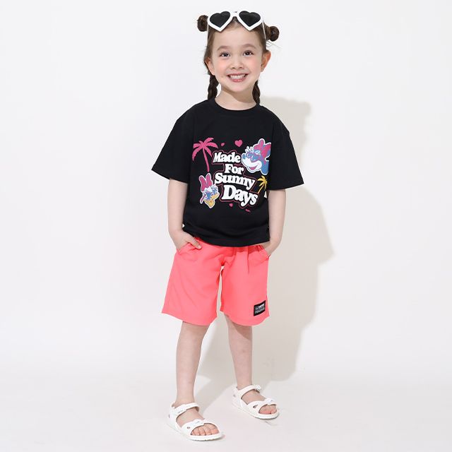 【ベビードール】親子お揃い ウォーターマジックキャラクターTシャツ 0465K / 水に濡れると柄が浮き出る ミニー デイジー ベビーサイズ キッズ リンクコーデ ペアルック 親子コーデ トップス 半袖 天竺素材