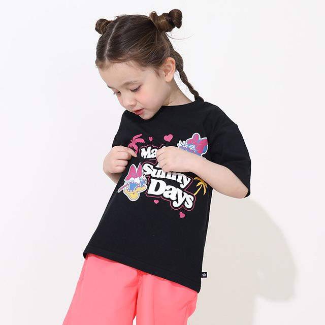 【ベビードール】親子お揃い ウォーターマジックキャラクターTシャツ 0465K / 水に濡れると柄が浮き出る ミニー デイジー ベビーサイズ キッズ リンクコーデ ペアルック 親子コーデ トップス 半袖 天竺素材