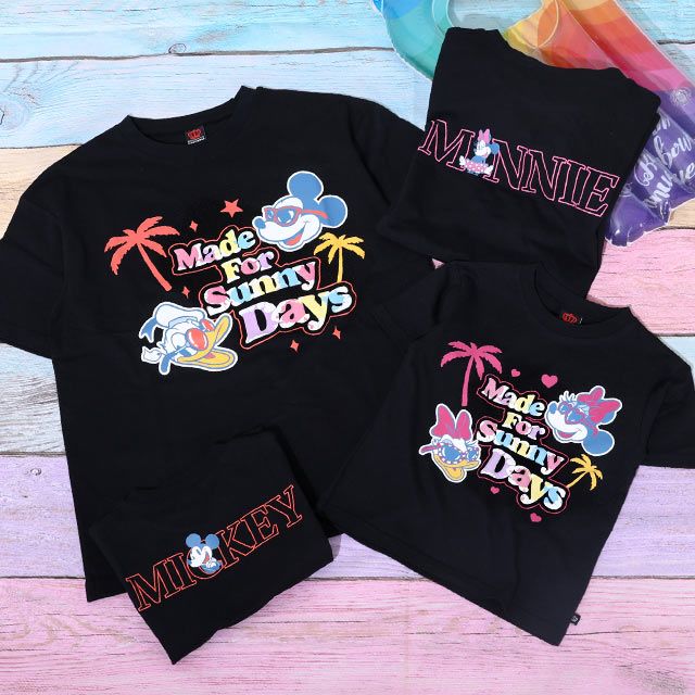 【ベビードール】親子お揃い ウォーターマジックキャラクターTシャツ 0465A / 水に濡れると柄が浮き出る ミッキー ドナルド 大人 ユニセックス 男女兼用 リンクコーデ ペアルック 親子コーデ トップス 半袖 天竺素材