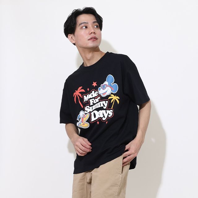 【ベビードール】親子お揃い ウォーターマジックキャラクターTシャツ 0465A / 水に濡れると柄が浮き出る ミッキー ドナルド 大人 ユニセックス 男女兼用 リンクコーデ ペアルック 親子コーデ トップス 半袖 天竺素材
