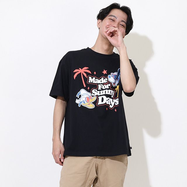 【ベビードール】親子お揃い ウォーターマジックキャラクターTシャツ 0465A / 水に濡れると柄が浮き出る ミッキー ドナルド 大人 ユニセックス 男女兼用 リンクコーデ ペアルック 親子コーデ トップス 半袖 天竺素材