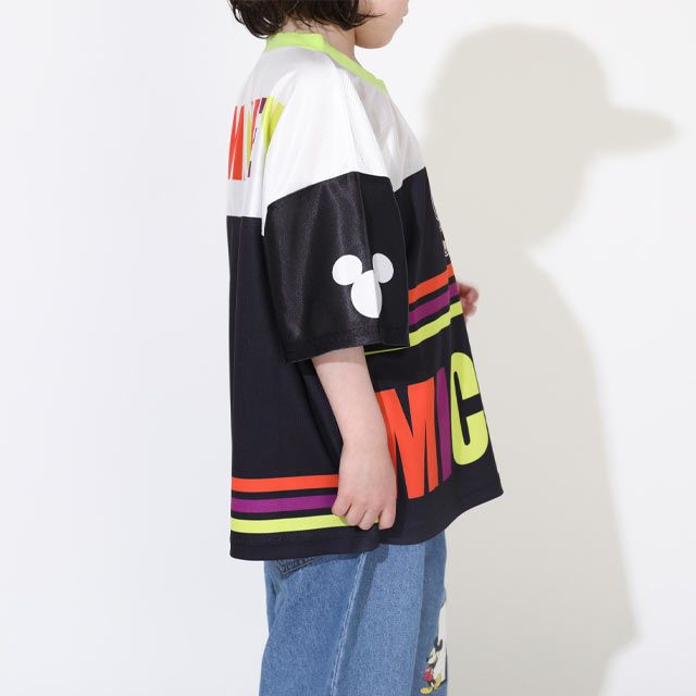 【ベビードール】ミッキー カラフルラインTシャツ 0466K / ベビーサイズ キッズ トップス 半袖 スポーティコーデ 速乾