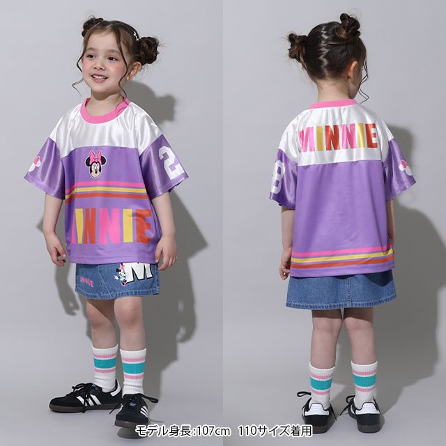 【ベビードール】ミニー カラフルラインTシャツ 0466K / ベビーサイズ キッズ トップス 半袖 スポーティコーデ 速乾