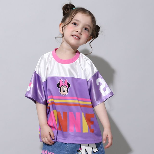 【ベビードール】ミニー カラフルラインTシャツ 0466K / ベビーサイズ キッズ トップス 半袖 スポーティコーデ 速乾