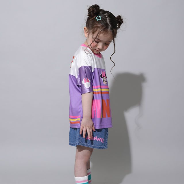 【ベビードール】ミニー カラフルラインTシャツ 0466K / ベビーサイズ キッズ トップス 半袖 スポーティコーデ 速乾