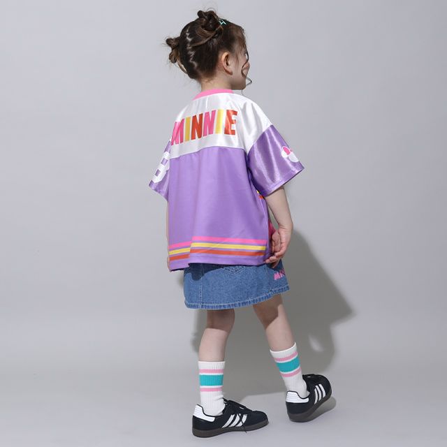 【ベビードール】ミニー カラフルラインTシャツ 0466K / ベビーサイズ キッズ トップス 半袖 スポーティコーデ 速乾