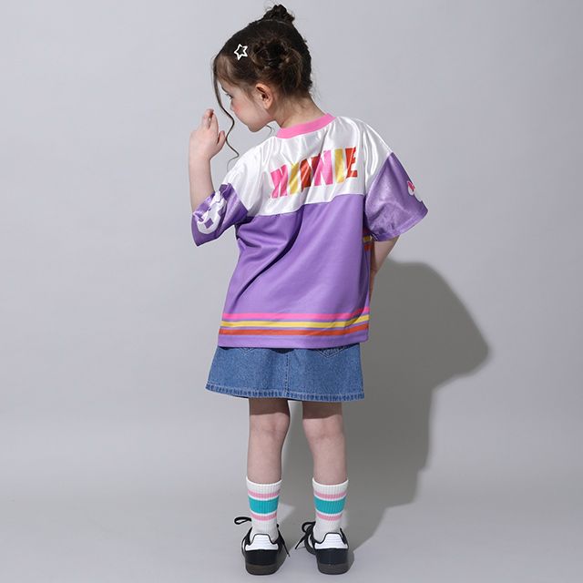 【ベビードール】ミニー カラフルラインTシャツ 0466K / ベビーサイズ キッズ トップス 半袖 スポーティコーデ 速乾