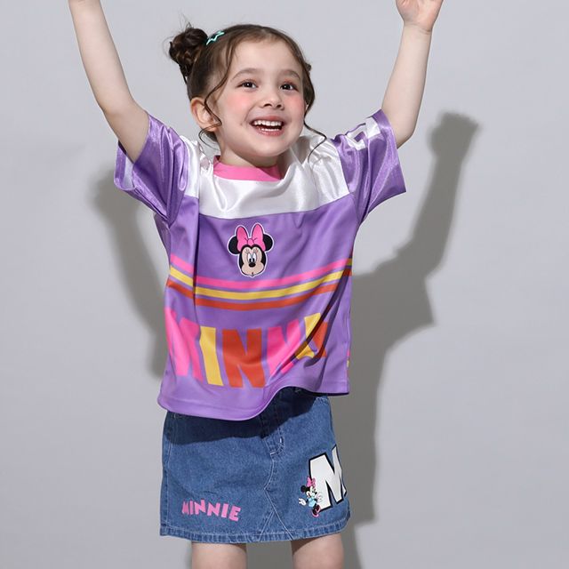 【ベビードール】ミニー カラフルラインTシャツ 0466K / ベビーサイズ キッズ トップス 半袖 スポーティコーデ 速乾