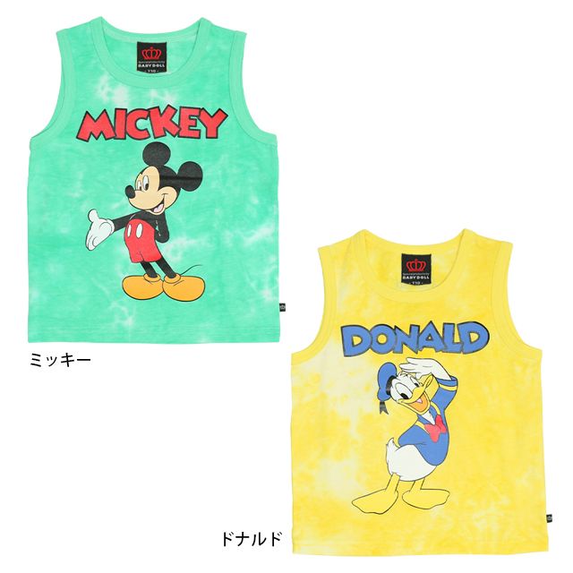 【ベビードール】ミッキー キャラクタータイダイタンクトップ 0468K / ベビーサイズ キッズ トップス 袖なし クルーネック ノースリーブ 天竺素材