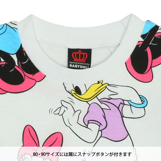 【ベビードール】ミニー デイジー フリルチュニック&ショートパンツ 2点セット 0472K / ベビーサイズ キッズ トップス ボトムス 半袖 短パン ショートパンツ 半ズボン ウエスト総ゴム ゴム穴付 上下セットアップ コーデセット