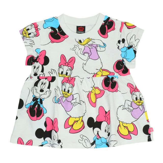 【ベビードール】ミニー デイジー フリルチュニック&ショートパンツ 2点セット 0472K / ベビーサイズ キッズ トップス ボトムス 半袖 短パン ショートパンツ 半ズボン ウエスト総ゴム ゴム穴付 上下セットアップ コーデセット