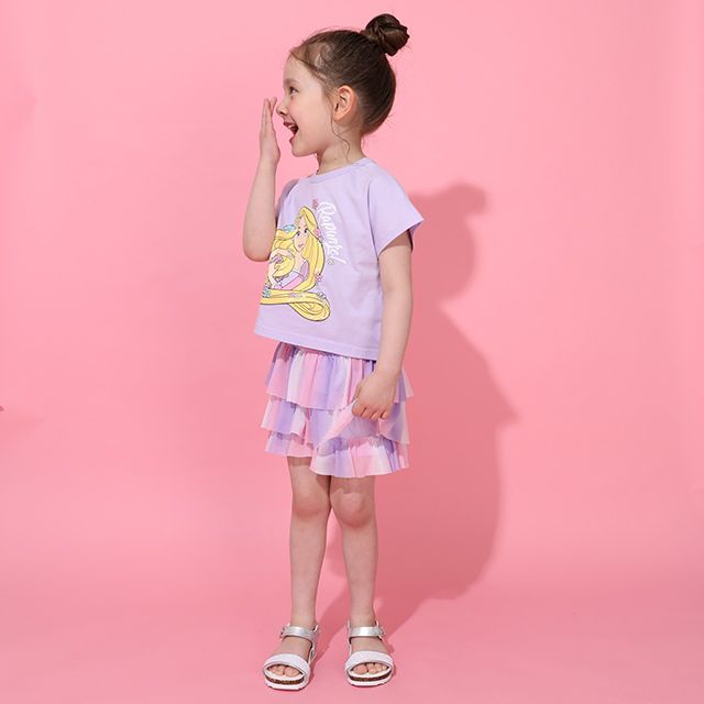 【ベビードール】ラプンツェル プリンセス / Tシャツ&フリルショートパンツ 2点セット 0474K / キッズ トップス ボトムス 半袖 短パン ショートパンツ 半ズボン ウエスト総ゴム ゴム穴付 上下セットアップ コーデセット