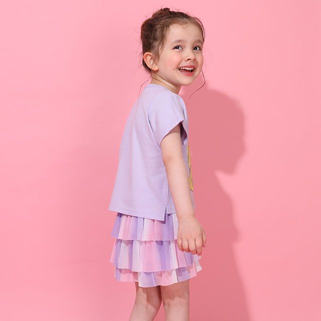 【ベビードール】ラプンツェル プリンセス / Tシャツ&フリルショートパンツ 2点セット 0474K / キッズ トップス ボトムス 半袖 短パン ショートパンツ 半ズボン ウエスト総ゴム ゴム穴付 上下セットアップ コーデセット