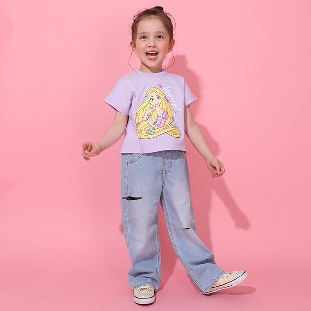 【ベビードール】ラプンツェル プリンセス / Tシャツ&フリルショートパンツ 2点セット 0474K / キッズ トップス ボトムス 半袖 短パン ショートパンツ 半ズボン ウエスト総ゴム ゴム穴付 上下セットアップ コーデセット