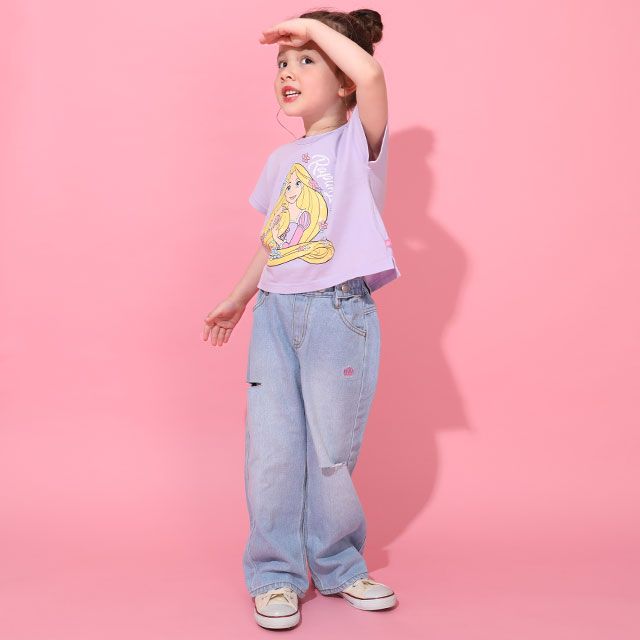 【ベビードール】ラプンツェル プリンセス / Tシャツ&フリルショートパンツ 2点セット 0474K / キッズ トップス ボトムス 半袖 短パン ショートパンツ 半ズボン ウエスト総ゴム ゴム穴付 上下セットアップ コーデセット