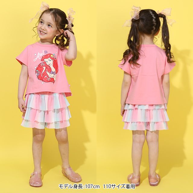 【ベビードール】ベル プリンセス / Tシャツ&フリルショートパンツ 2点セット 0474K / キッズ トップス ボトムス 半袖 短パン ショートパンツ 半ズボン ウエスト総ゴム ゴム穴付 上下セットアップ コーデセット