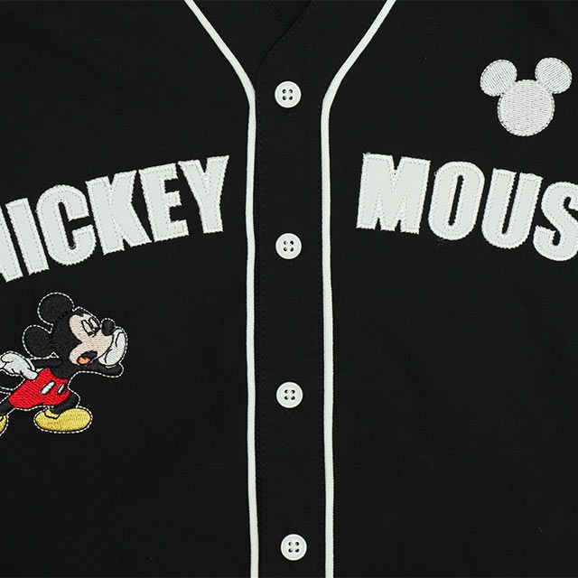 【ベビードール】ミッキー ベースボール半袖シャツ 0475K / ベビーサイズ キッズ トップス 半袖 羽織 ユニフォーム風 スポーティ