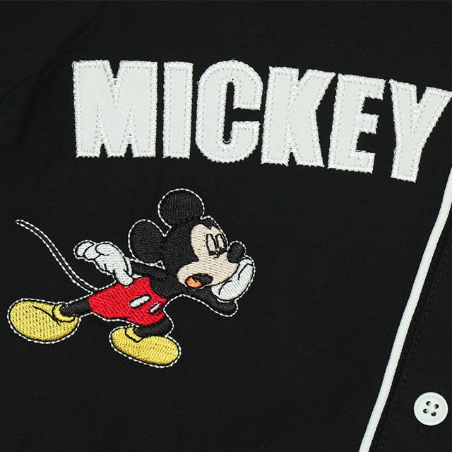 【ベビードール】ミッキー ベースボール半袖シャツ 0475K / ベビーサイズ キッズ トップス 半袖 羽織 ユニフォーム風 スポーティ