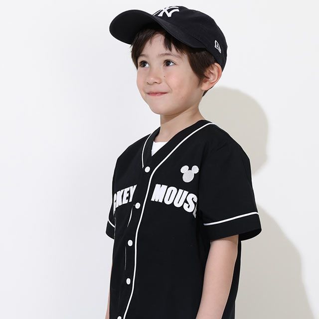 【ベビードール】ミッキー ベースボール半袖シャツ 0475K / ベビーサイズ キッズ トップス 半袖 羽織 ユニフォーム風 スポーティ