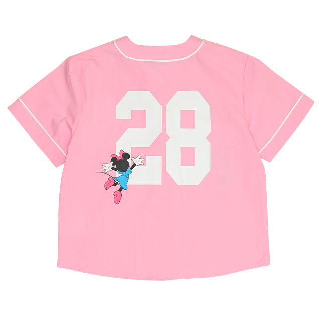 【ベビードール】ミニー ベースボール半袖シャツ 0475K / ベビーサイズ キッズ トップス 半袖 羽織 ユニフォーム風 スポーティ