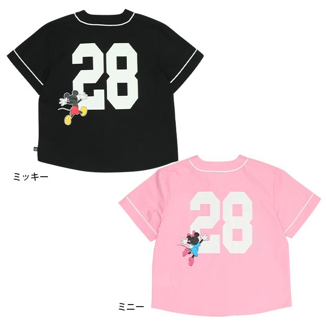 【ベビードール】ミニー ベースボール半袖シャツ 0475K / ベビーサイズ キッズ トップス 半袖 羽織 ユニフォーム風 スポーティ