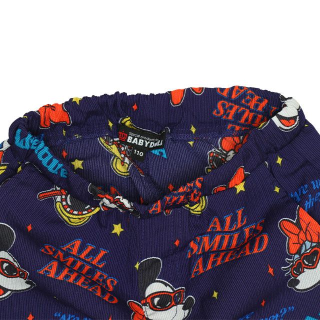 【ベビードール】親子お揃い リゾート総柄ハーフパンツ 0476K （トップス別売） / ミッキー ミニー デイジー ドナルド ベビーサイズ キッズ リンクコーデ ペアルック 親子コーデ ボトムス ショートパンツ 短パン 半ズボン ウエスト総ゴム ゴム穴付 セットアップコーデ