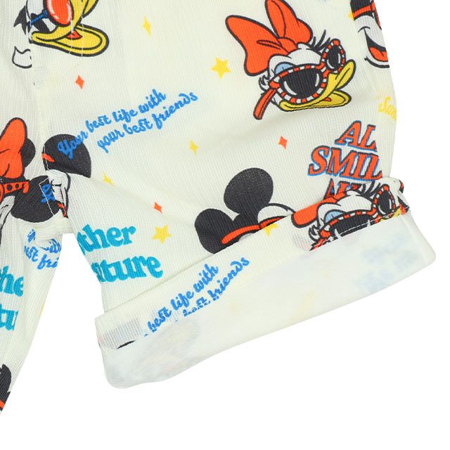 【ベビードール】親子お揃い リゾート総柄ハーフパンツ 0476K （トップス別売） / ミッキー ミニー デイジー ドナルド ベビーサイズ キッズ リンクコーデ ペアルック 親子コーデ ボトムス ショートパンツ 短パン 半ズボン ウエスト総ゴム ゴム穴付 セットアップコーデ