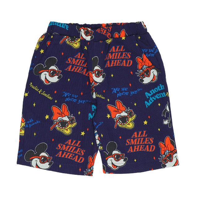 【ベビードール】親子お揃い リゾート総柄ハーフパンツ 0476K （トップス別売） / ミッキー ミニー デイジー ドナルド ベビーサイズ キッズ リンクコーデ ペアルック 親子コーデ ボトムス ショートパンツ 短パン 半ズボン ウエスト総ゴム ゴム穴付 セットアップコーデ