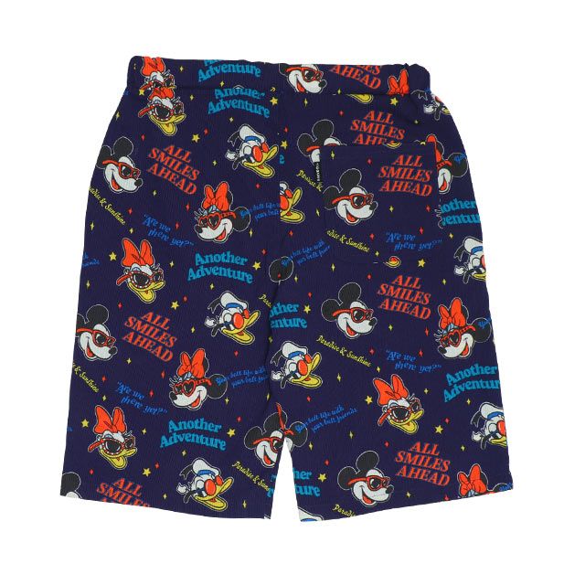 【ベビードール】親子お揃い リゾート総柄ハーフパンツ 0476A （トップス別売） / ミッキー ミニー デイジー ドナルド 大人 ユニセックス 男女兼用 リンクコーデ ペアルック 親子コーデ ボトムス 短パン 半ズボン ウエスト総ゴム ゴム穴付 スピンドル有り セットアップコーデ
