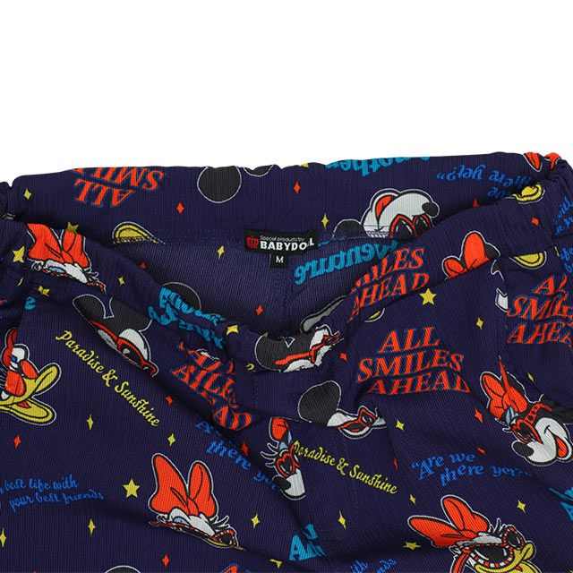 【ベビードール】親子お揃い リゾート総柄ハーフパンツ 0476A （トップス別売） / ミッキー ミニー デイジー ドナルド 大人 ユニセックス 男女兼用 リンクコーデ ペアルック 親子コーデ ボトムス 短パン 半ズボン ウエスト総ゴム ゴム穴付 スピンドル有り セットアップコーデ