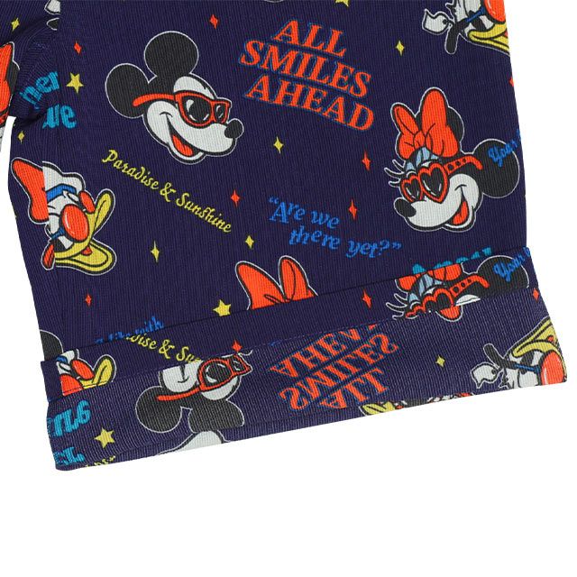 【ベビードール】親子お揃い リゾート総柄ハーフパンツ 0476A （トップス別売） / ミッキー ミニー デイジー ドナルド 大人 ユニセックス 男女兼用 リンクコーデ ペアルック 親子コーデ ボトムス 短パン 半ズボン ウエスト総ゴム ゴム穴付 スピンドル有り セットアップコーデ