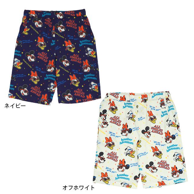 【ベビードール】親子お揃い リゾート総柄ハーフパンツ 0476A （トップス別売） / ミッキー ミニー デイジー ドナルド 大人 ユニセックス 男女兼用 リンクコーデ ペアルック 親子コーデ ボトムス 短パン 半ズボン ウエスト総ゴム ゴム穴付 スピンドル有り セットアップコーデ