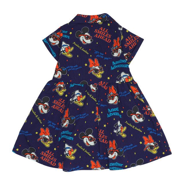 【ベビードール】親子お揃い リゾート総柄ワンピース 0477K / ミッキー ミニー デイジー ドナルド ベビーサイズ キッズ リンクコーデ ペアルック 親子コーデ トップス スカート 半袖 開襟 シャツワンピ 裏地付き