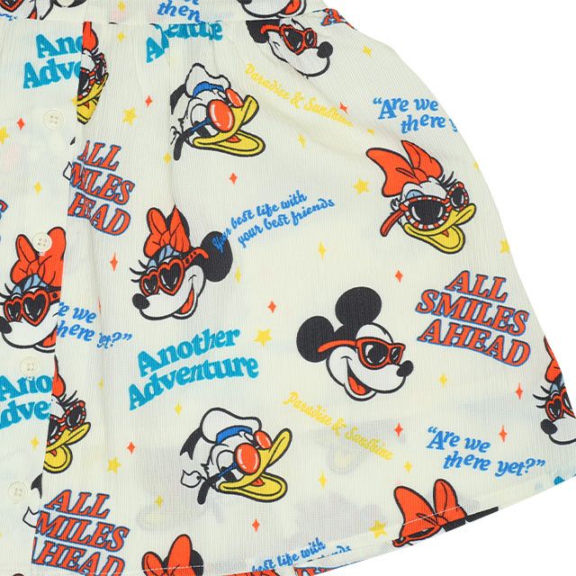 【ベビードール】親子お揃い リゾート総柄ワンピース 0477K / ミッキー ミニー デイジー ドナルド ベビーサイズ キッズ リンクコーデ ペアルック 親子コーデ トップス スカート 半袖 開襟 シャツワンピ 裏地付き