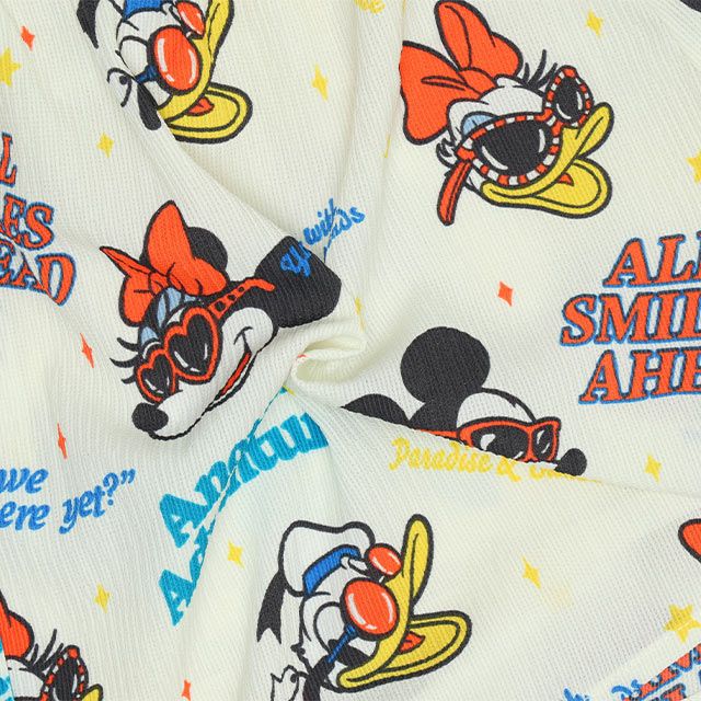 【ベビードール】親子お揃い リゾート総柄ワンピース 0477K / ミッキー ミニー デイジー ドナルド ベビーサイズ キッズ リンクコーデ ペアルック 親子コーデ トップス スカート 半袖 開襟 シャツワンピ 裏地付き