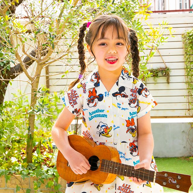 【ベビードール】親子お揃い リゾート総柄ワンピース 0477K / ミッキー ミニー デイジー ドナルド ベビーサイズ キッズ リンクコーデ ペアルック 親子コーデ トップス スカート 半袖 開襟 シャツワンピ 裏地付き