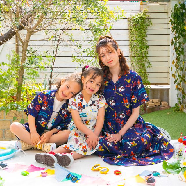 【ベビードール】親子お揃い リゾート総柄シャツ 0479K （ボトムス別売） / ミッキー ミニー デイジー ドナルド ベビーサイズ キッズ リンクコーデ ペアルック 親子コーデ トップス 羽織 半袖 開襟シャツ セットアップコーデ