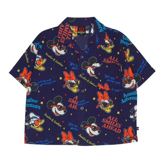 【ベビードール】親子お揃い リゾート総柄シャツ 0479K （ボトムス別売） / ミッキー ミニー デイジー ドナルド ベビーサイズ キッズ リンクコーデ ペアルック 親子コーデ トップス 羽織 半袖 開襟シャツ セットアップコーデ