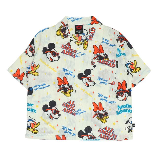【ベビードール】親子お揃い リゾート総柄シャツ 0479K （ボトムス別売） / ミッキー ミニー デイジー ドナルド ベビーサイズ キッズ リンクコーデ ペアルック 親子コーデ トップス 羽織 半袖 開襟シャツ セットアップコーデ