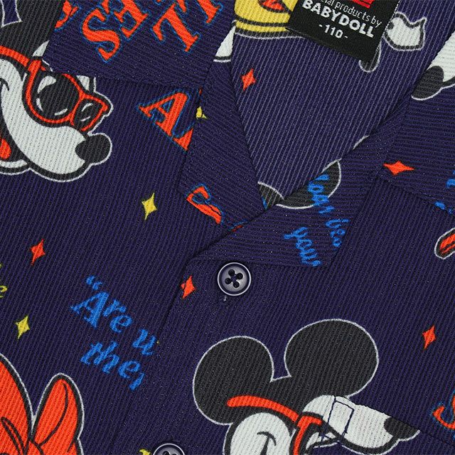 【ベビードール】親子お揃い リゾート総柄シャツ 0479K （ボトムス別売） / ミッキー ミニー デイジー ドナルド ベビーサイズ キッズ リンクコーデ ペアルック 親子コーデ トップス 羽織 半袖 開襟シャツ セットアップコーデ