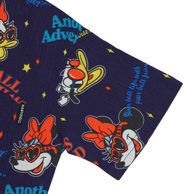 【ベビードール】親子お揃い リゾート総柄シャツ 0479K （ボトムス別売） / ミッキー ミニー デイジー ドナルド ベビーサイズ キッズ リンクコーデ ペアルック 親子コーデ トップス 羽織 半袖 開襟シャツ セットアップコーデ