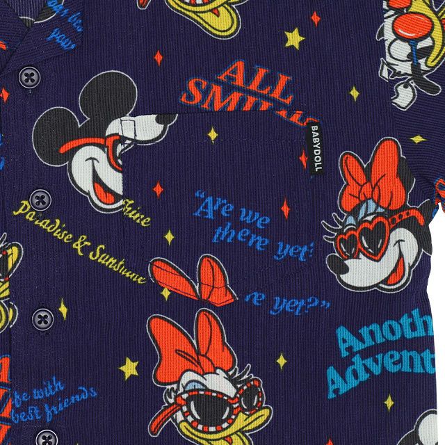 【ベビードール】親子お揃い リゾート総柄シャツ 0479K （ボトムス別売） / ミッキー ミニー デイジー ドナルド ベビーサイズ キッズ リンクコーデ ペアルック 親子コーデ トップス 羽織 半袖 開襟シャツ セットアップコーデ